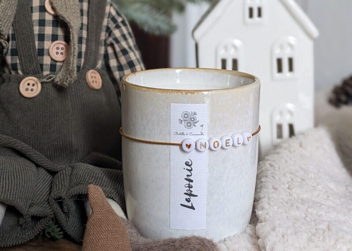 Bougie Message parfum Laponie et avec le message Noël