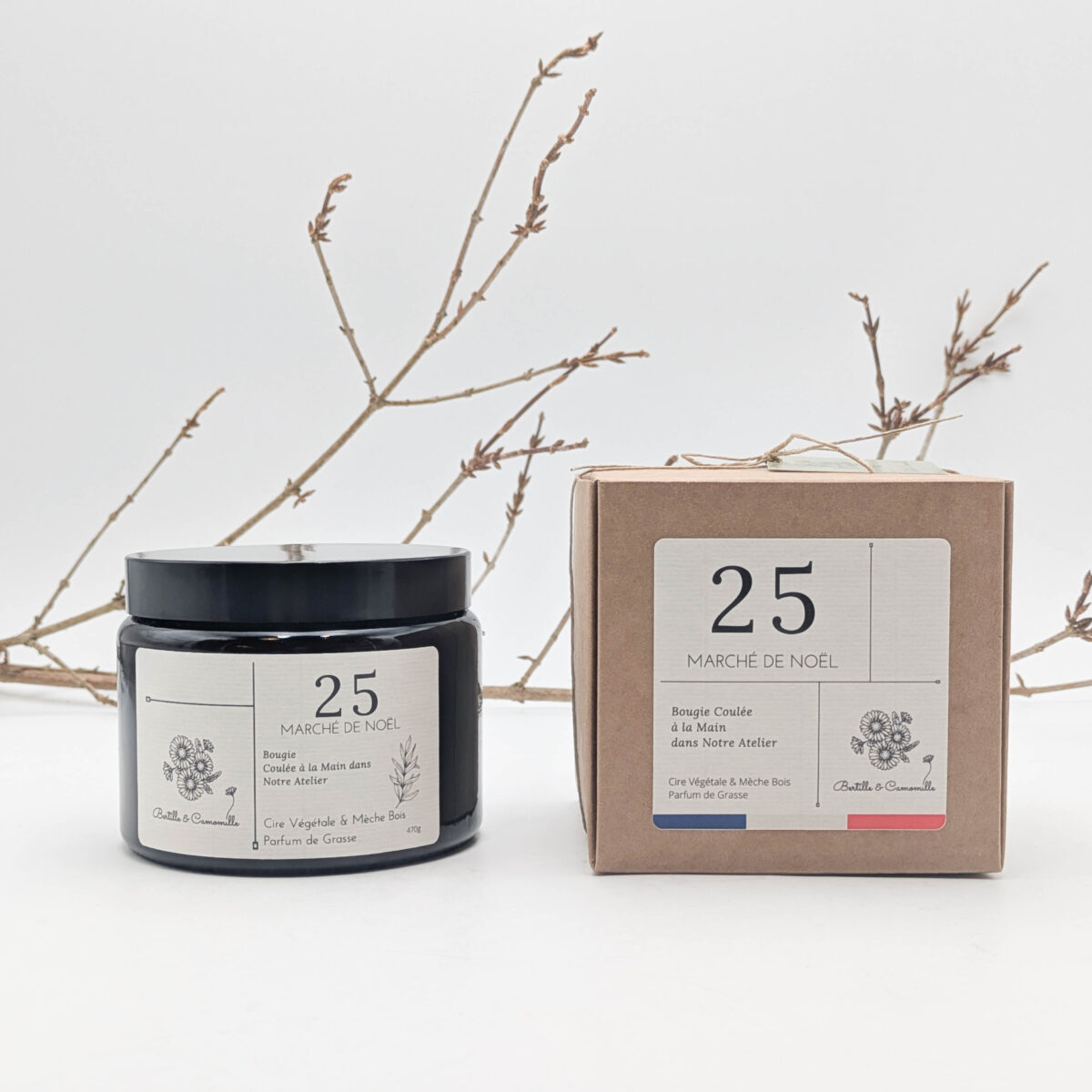 Bougie Parfumée Marché de Noël 25 - Grande 470 Gr