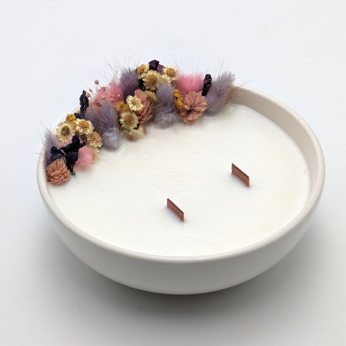Grande Bougie Fleurs Séchées - Violette
