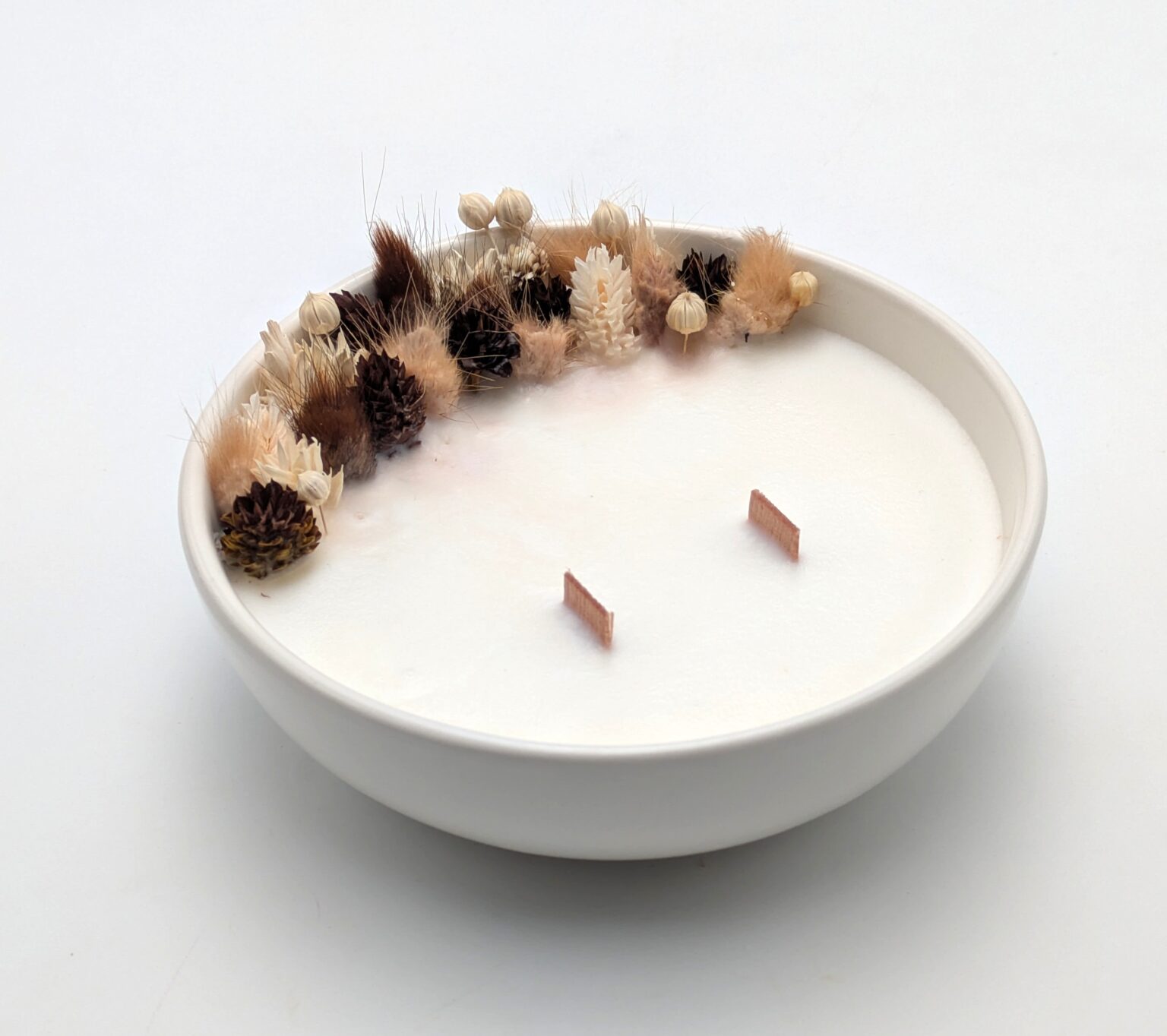 Grande Bougie Fleurs Séchées - Marron Glacé