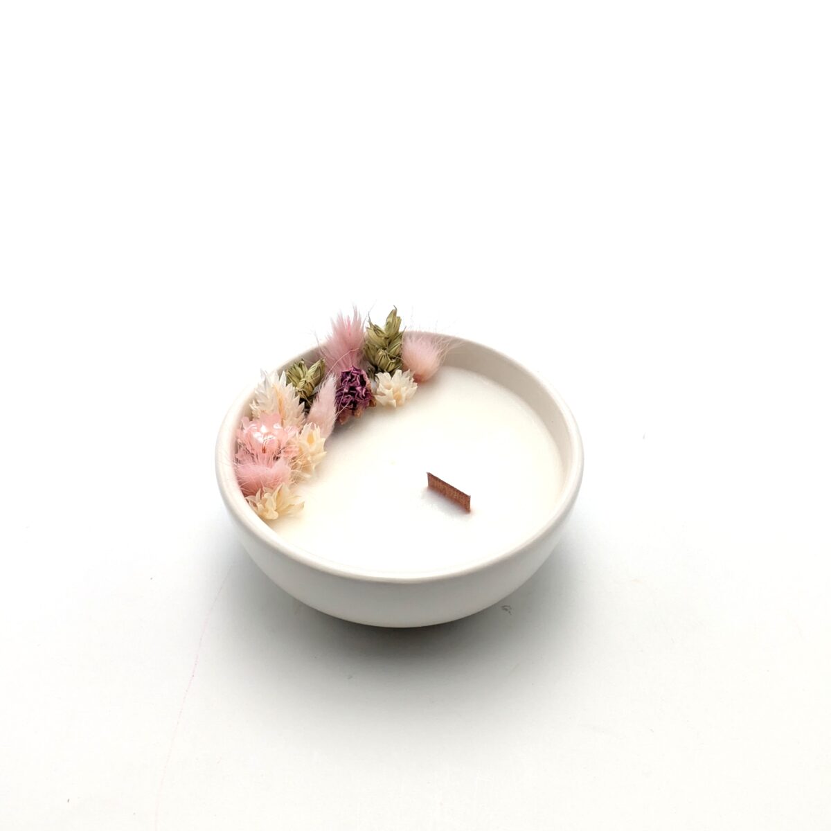 Mini Bougie Fleurs Séchées Rose Ancienne.