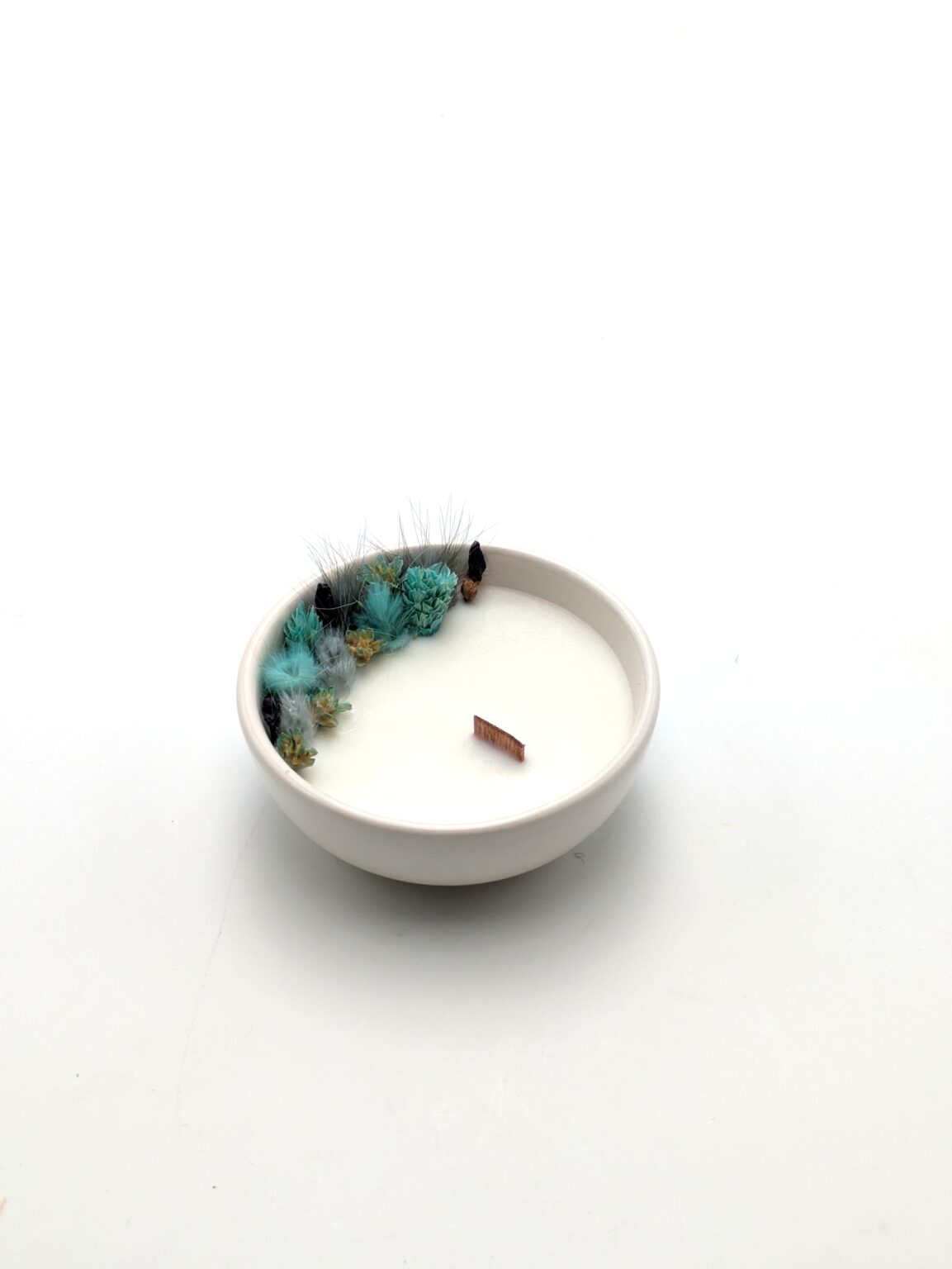 Mini Bougie Fleurs Séchées Eucalyptus Orange.