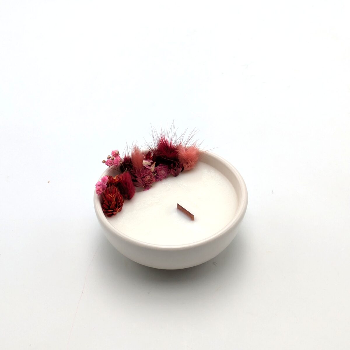 Mini Bougie Fleurs Séchées Cerise.