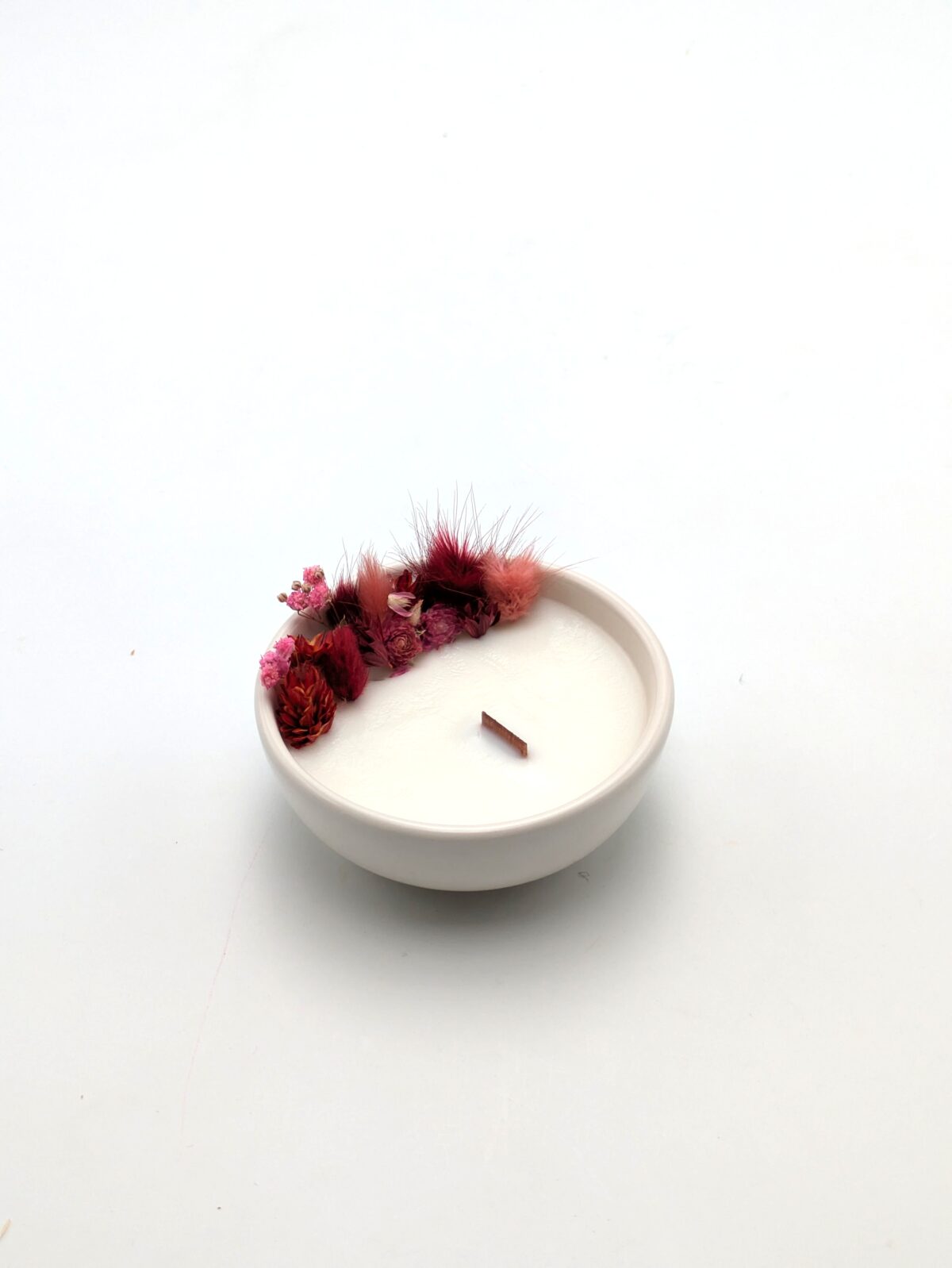 Mini Bougie Fleurs Séchées Cerise.