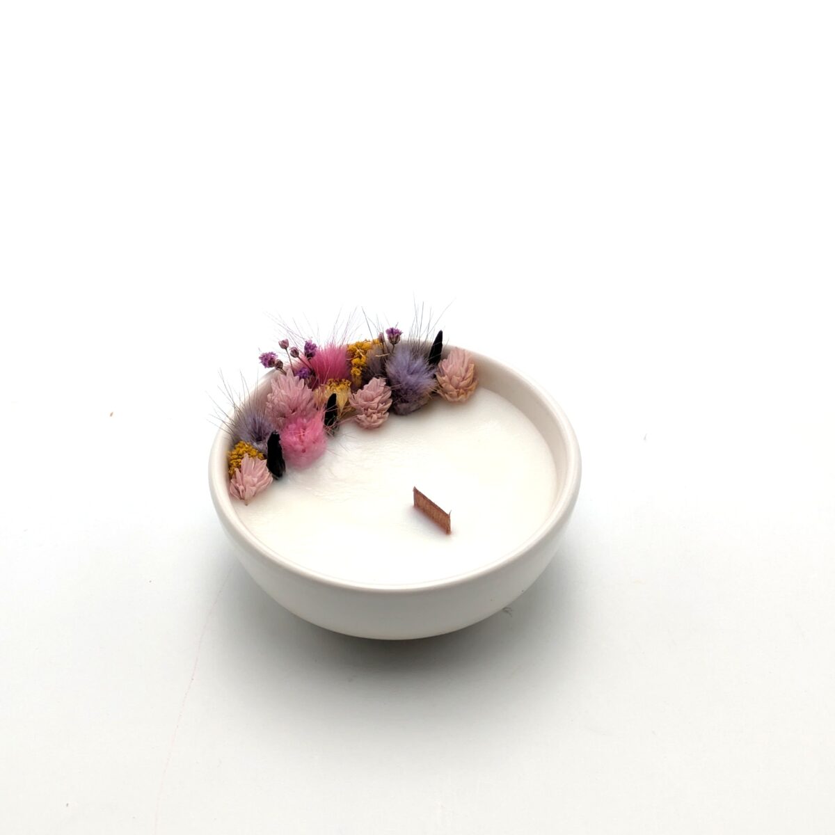 Mini bougie fleurs séchées Violette.