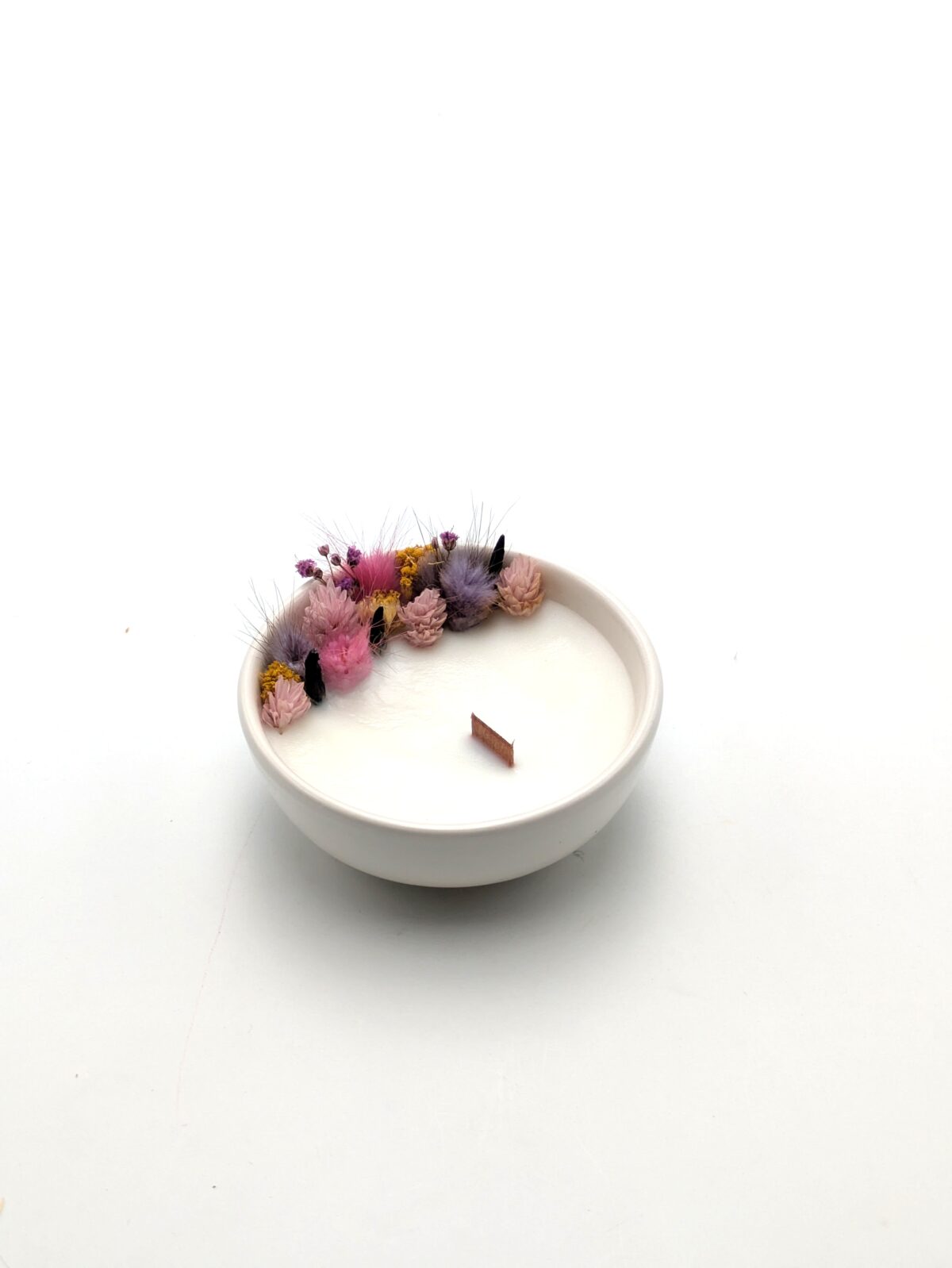 Mini bougie fleurs séchées Violette.