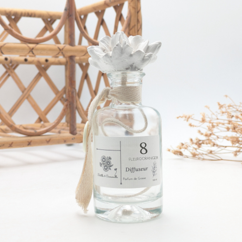Diffuseur en Plâtre 100ml, parfum Fleur D'oranger.