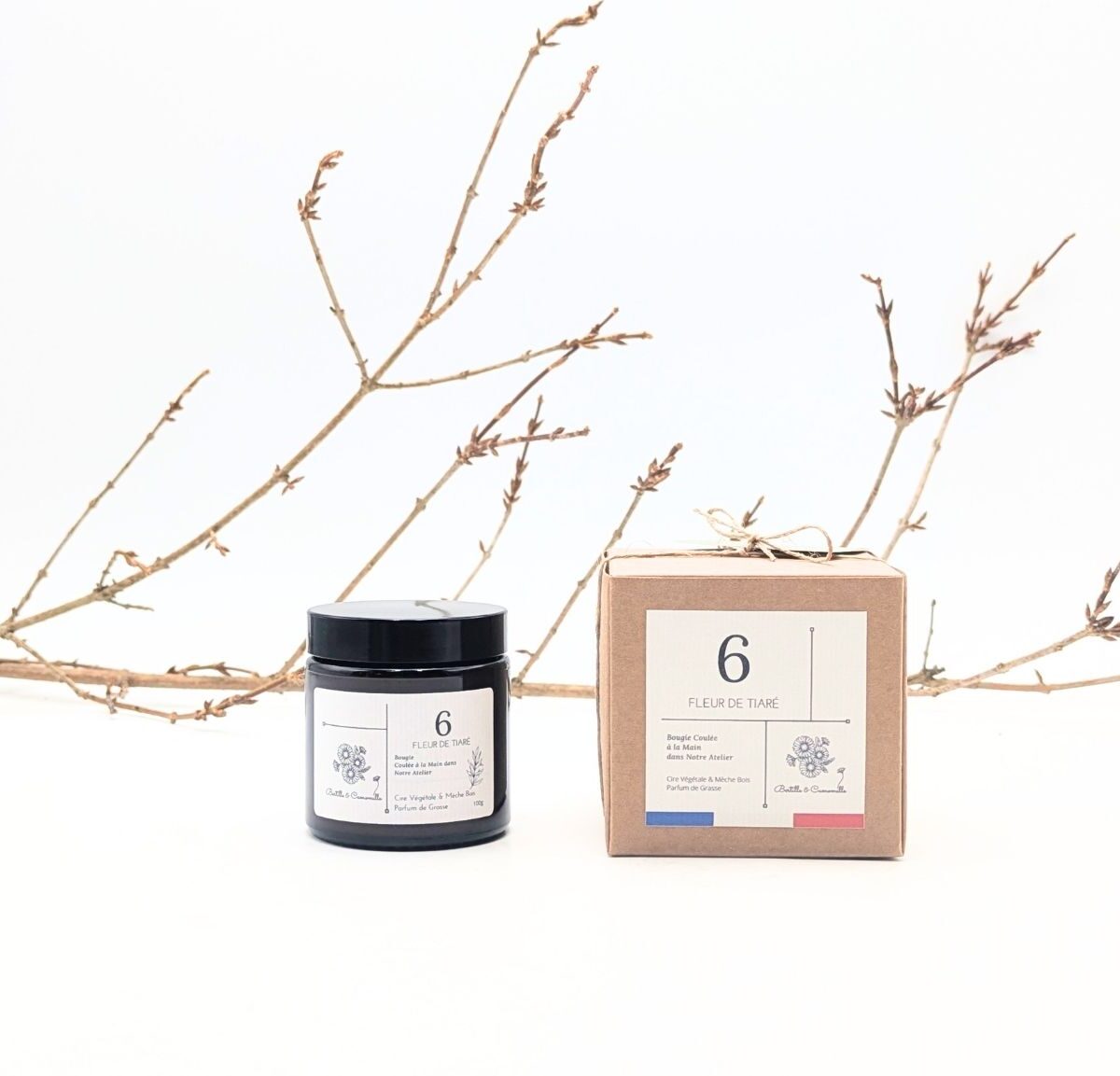 Bougie Parfumée Fleur de Tiaré 6 - Petite 100 Gr