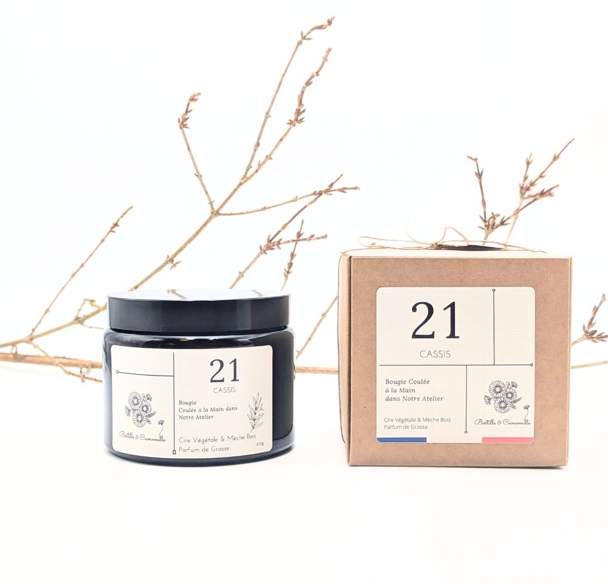 Bougie Parfumée Cassis 21 - Grande 470 Gr