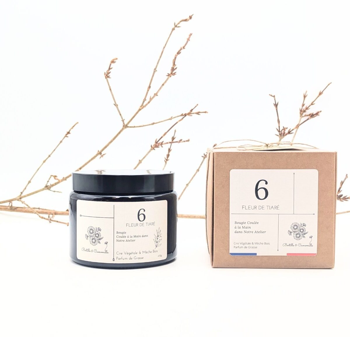 Bougie Parfumée Fleur de Tiaré 6 - Grande 470 Gr