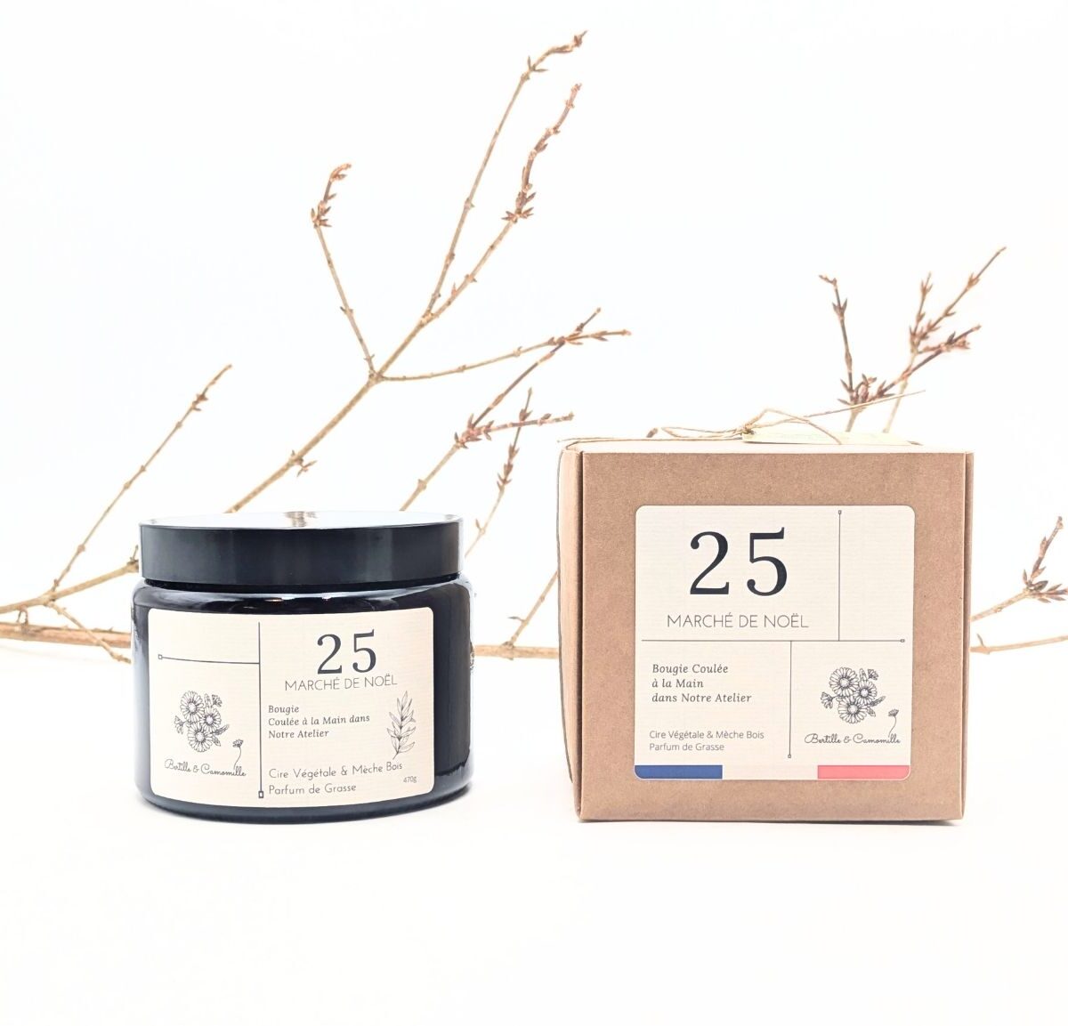 Bougie Parfumée Marché de Noël 25 - Grande 470 Gr