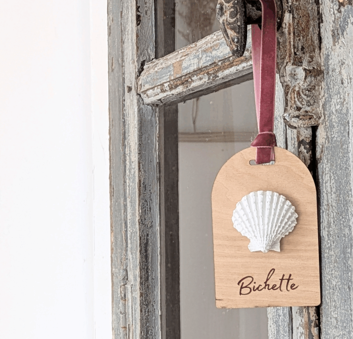 Décor en plâtre parfumé message "Bichette" parfum Fleur de Lin.