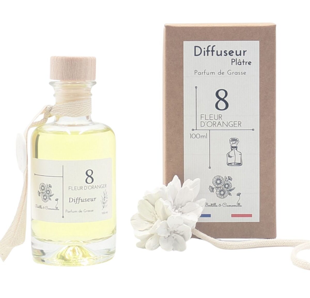 Diffuseur fleur en Plâtre - Fleur d'Oranger