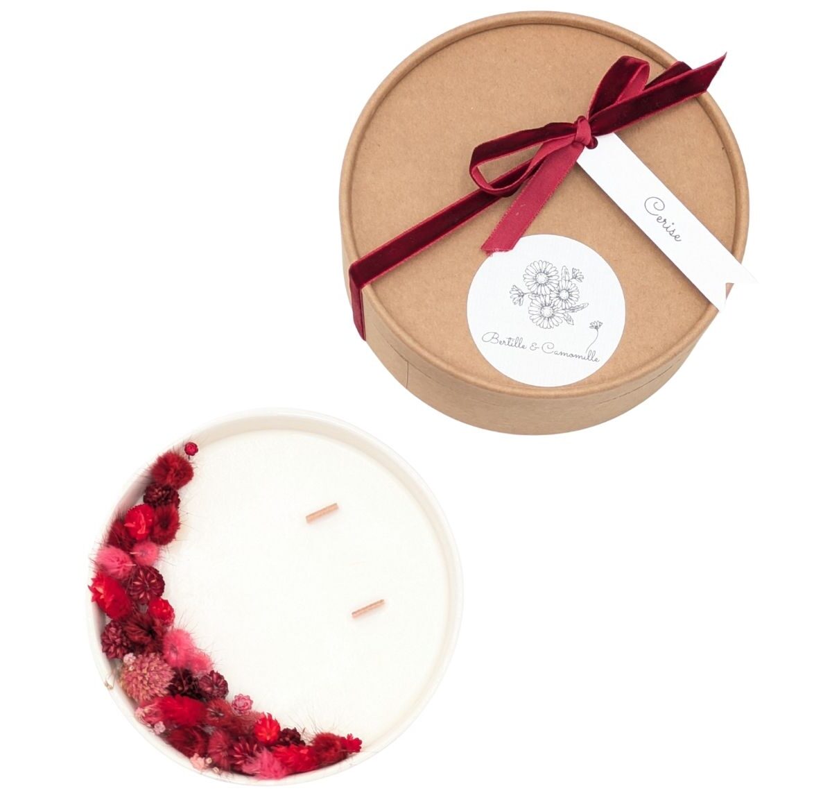 Bougie Fleurs Séchées - Parfumée Cerise