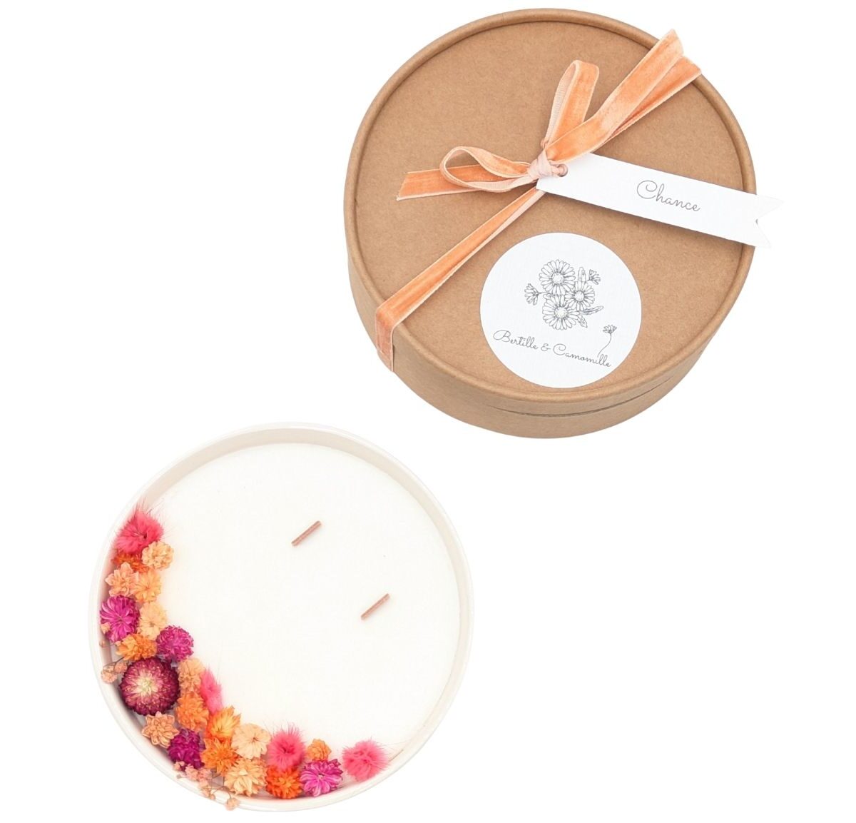 _Grande Bougie Fleurs Séchées - Chance