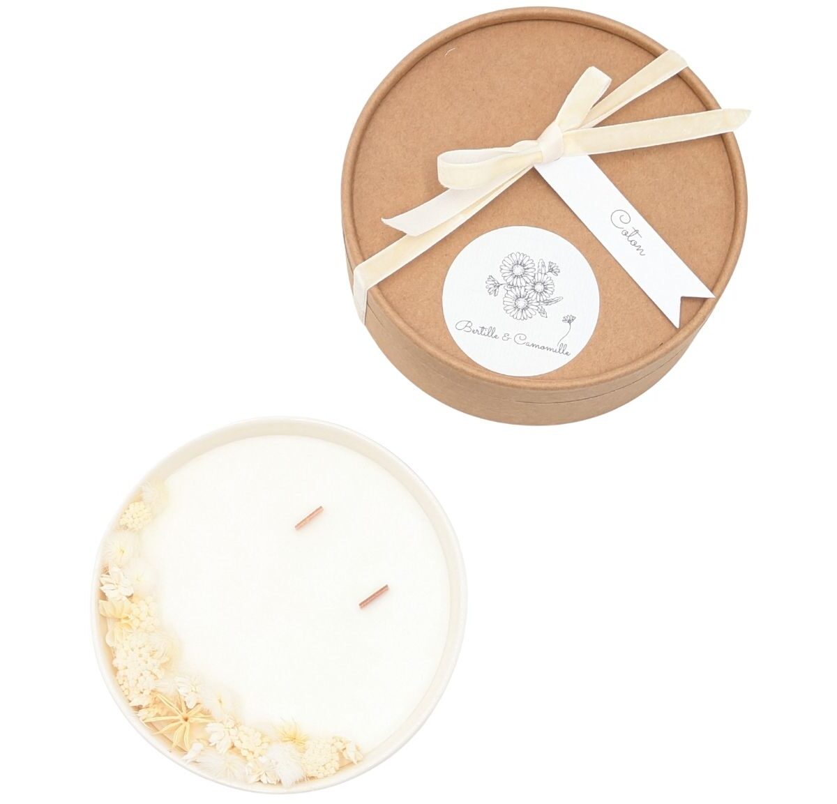 Bougie Fleurs Séchées - Parfumée Coton