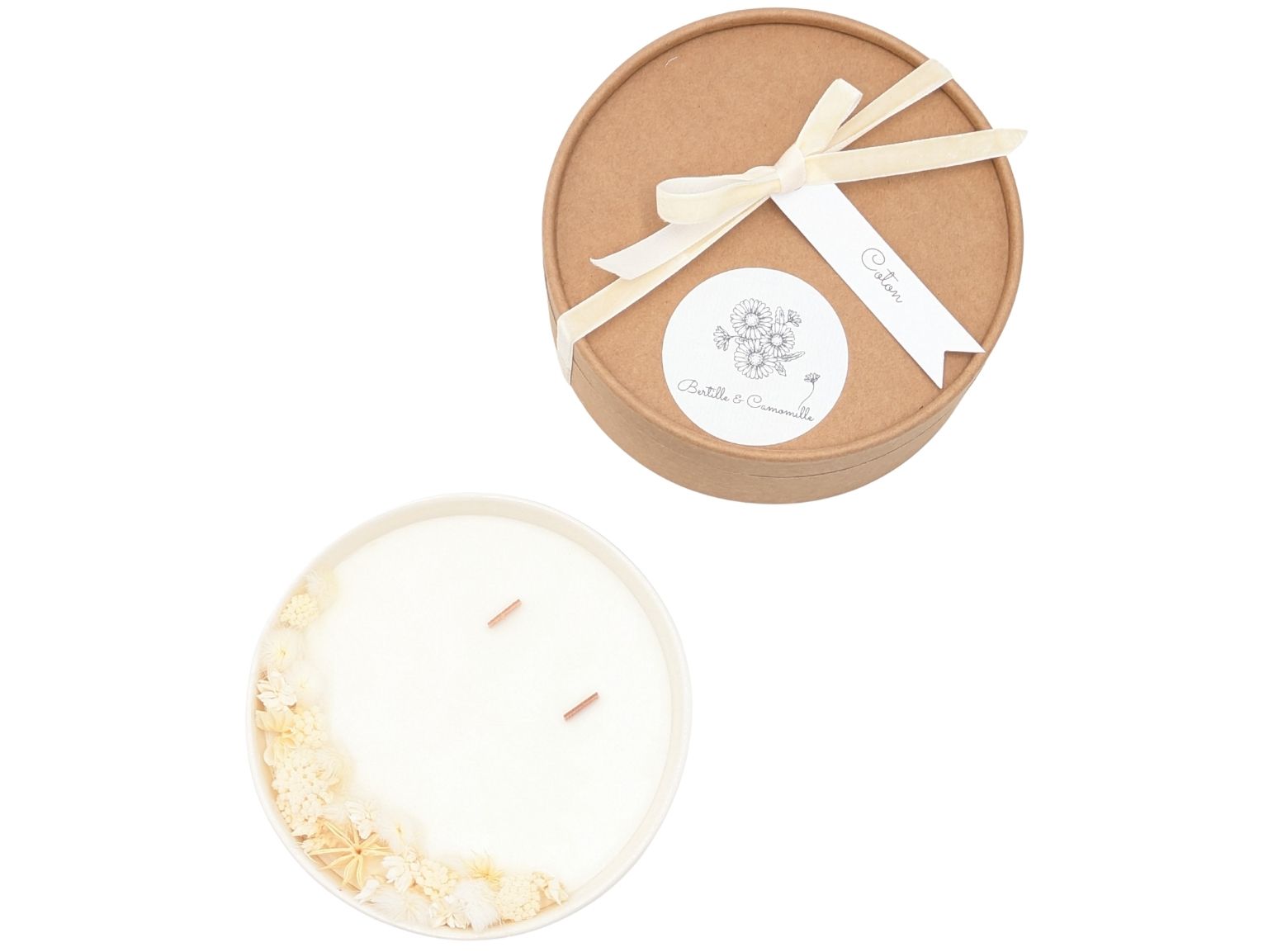 Bougie Fleurs Séchées - Parfumée Coton