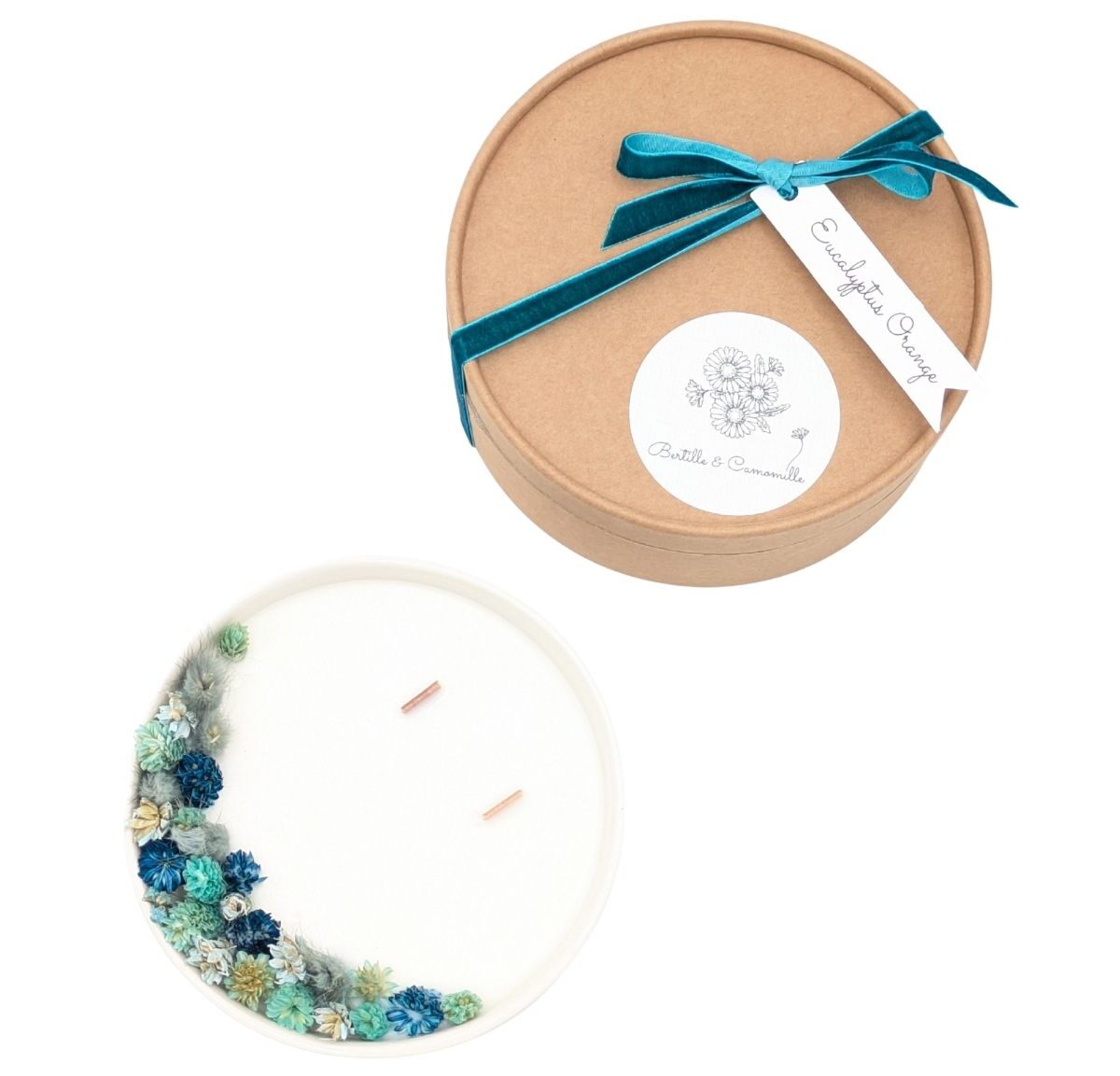 Bougie Fleurs Séchées - Parfumée Eucalyptus Orange