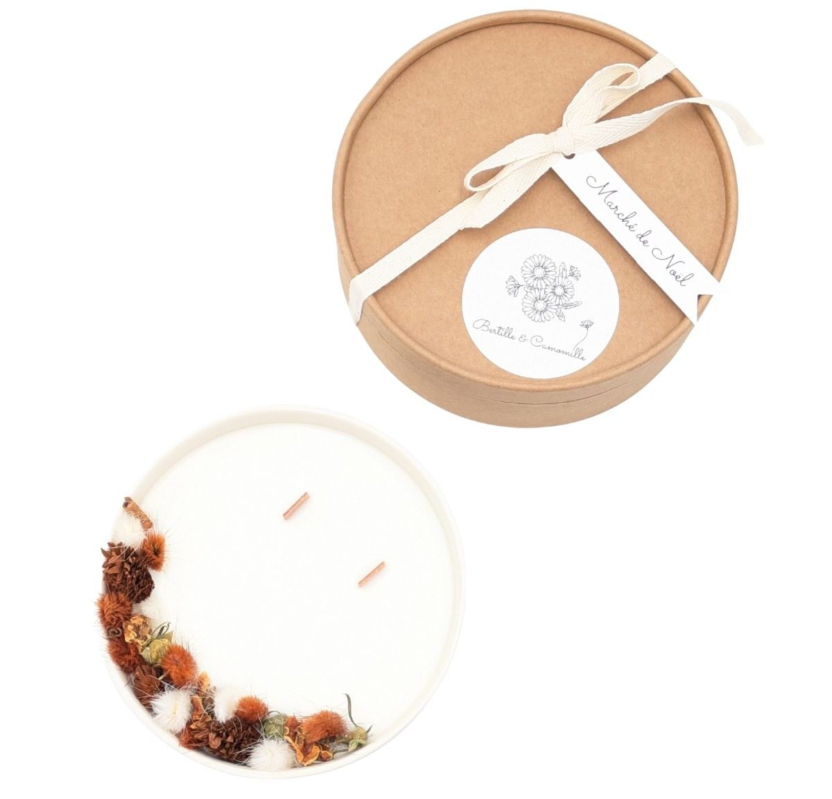 Bougie Fleurs Séchées - Parfumée Marché de Noël