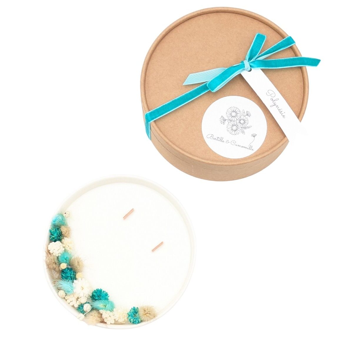 _Grande Bougie Fleurs Séchées - Polynésie