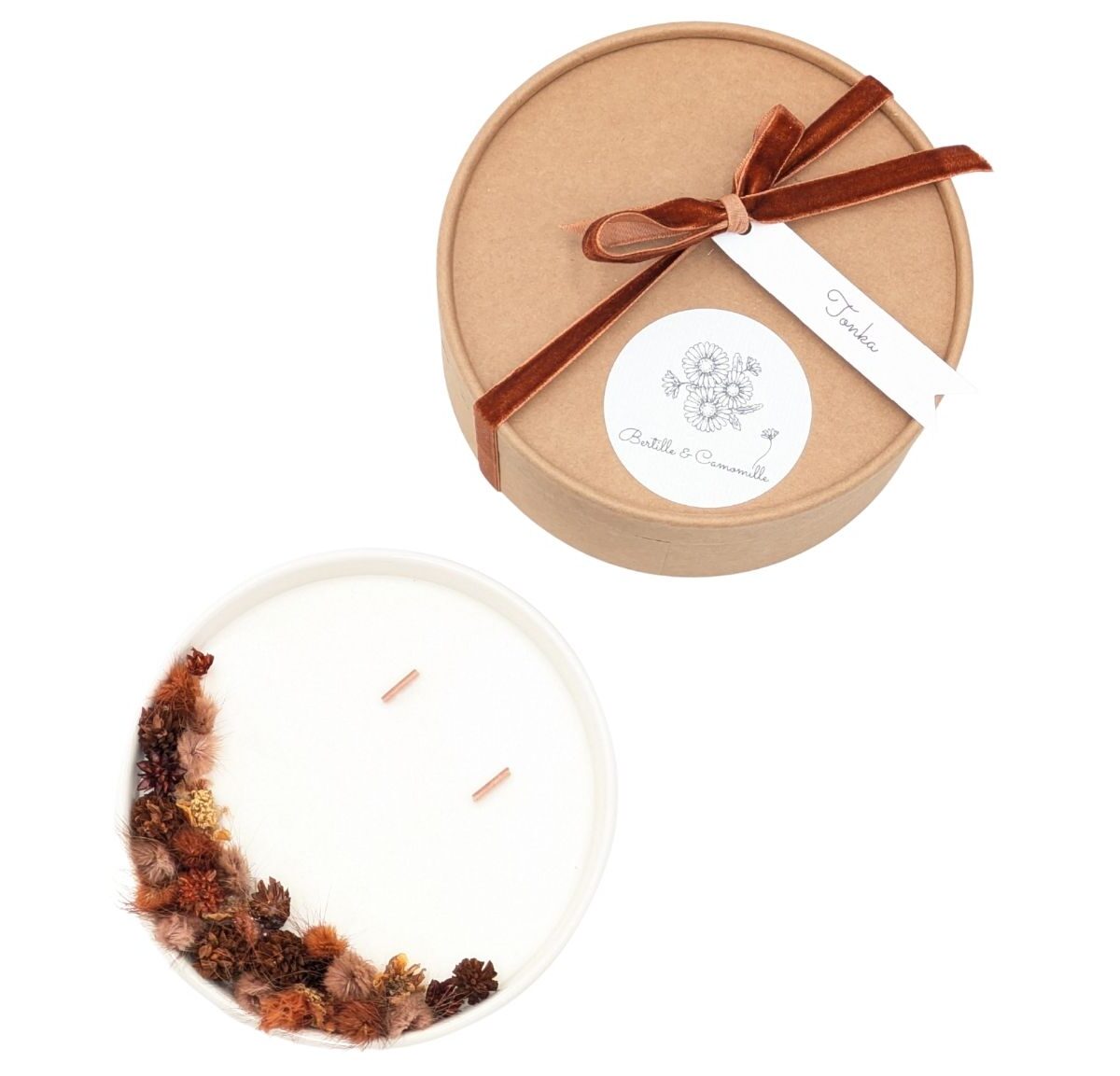 Bougie Fleurs Séchées - Parfumée Tonka