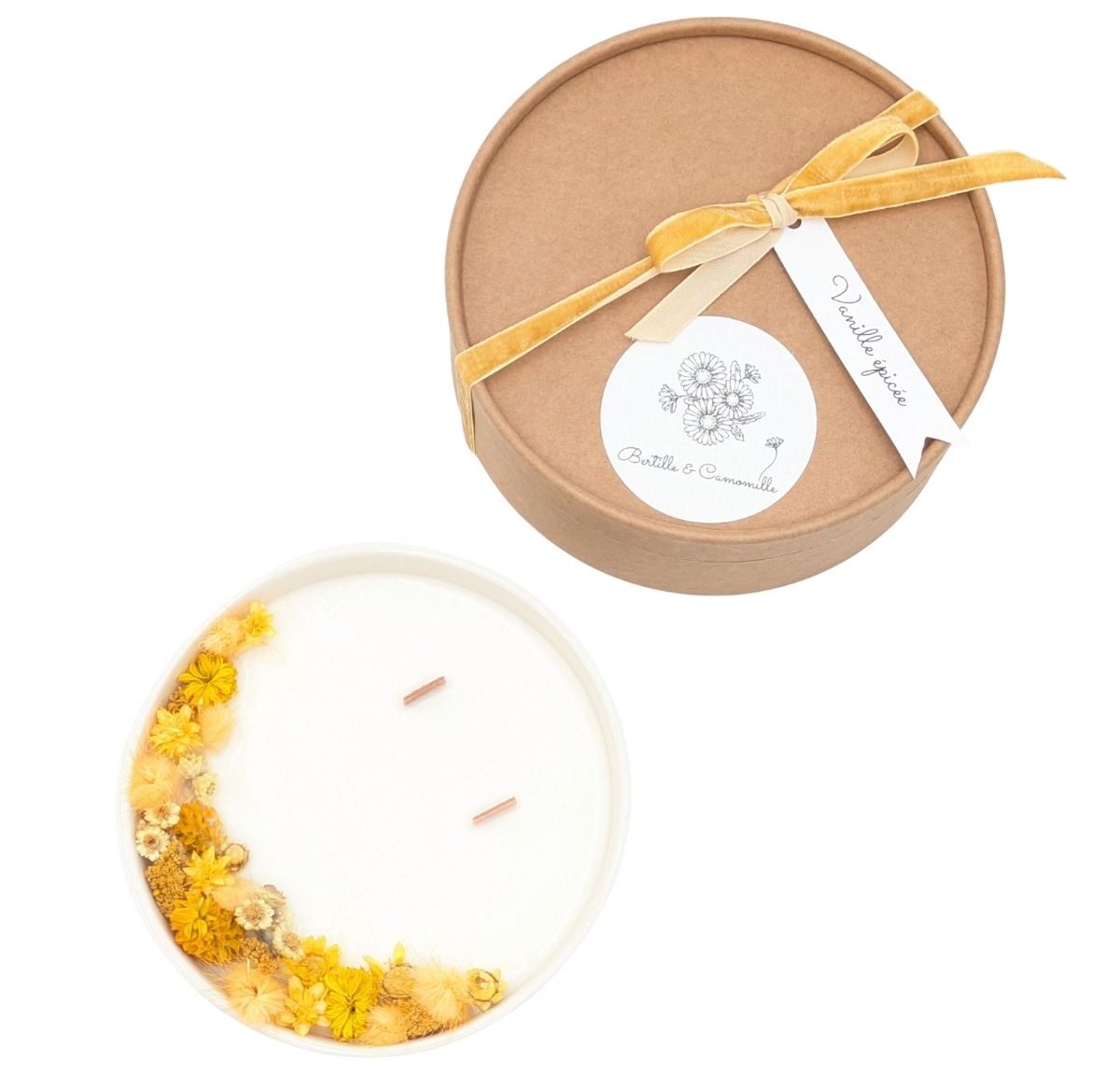 Bougie Fleurs Séchées - Parfumée Vanille épicée