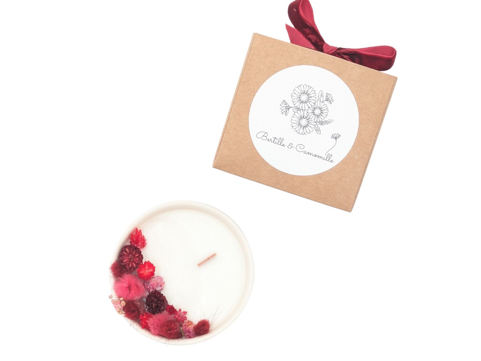 Mini Bougie Fleurs Séchées - Parfumée Cerise