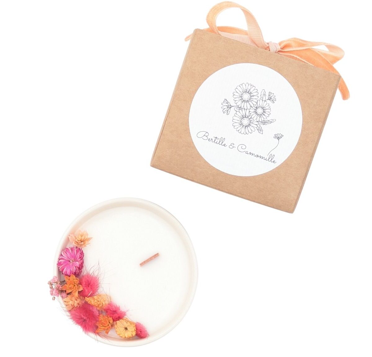 Petite bougie fleurs séchées - Chance