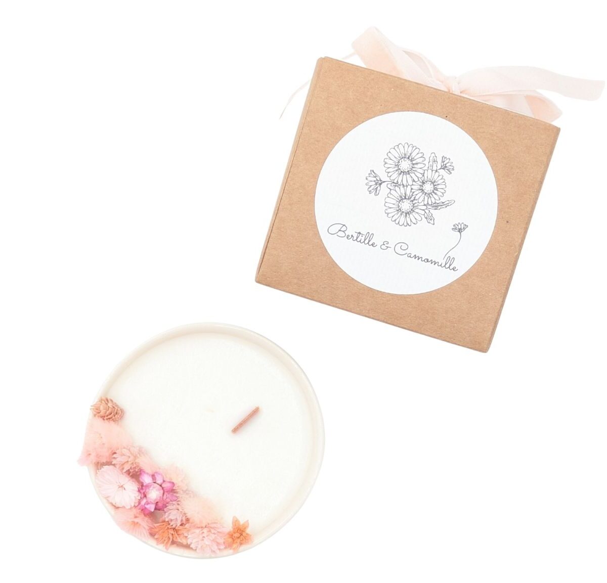 Petite bougie fleurs séchées - Fleur de Tiaré