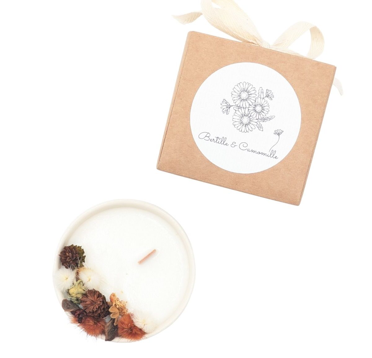 Petite bougie fleurs séchées - Marché de Noël