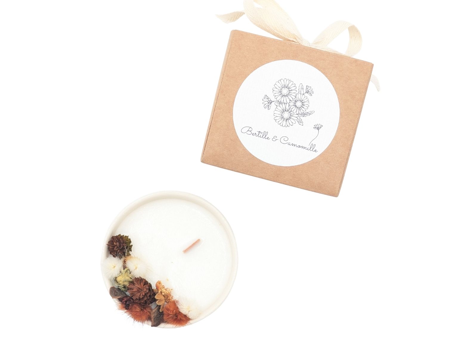 Mini Bougie Fleurs Séchées - Parfumée Marché de Noël