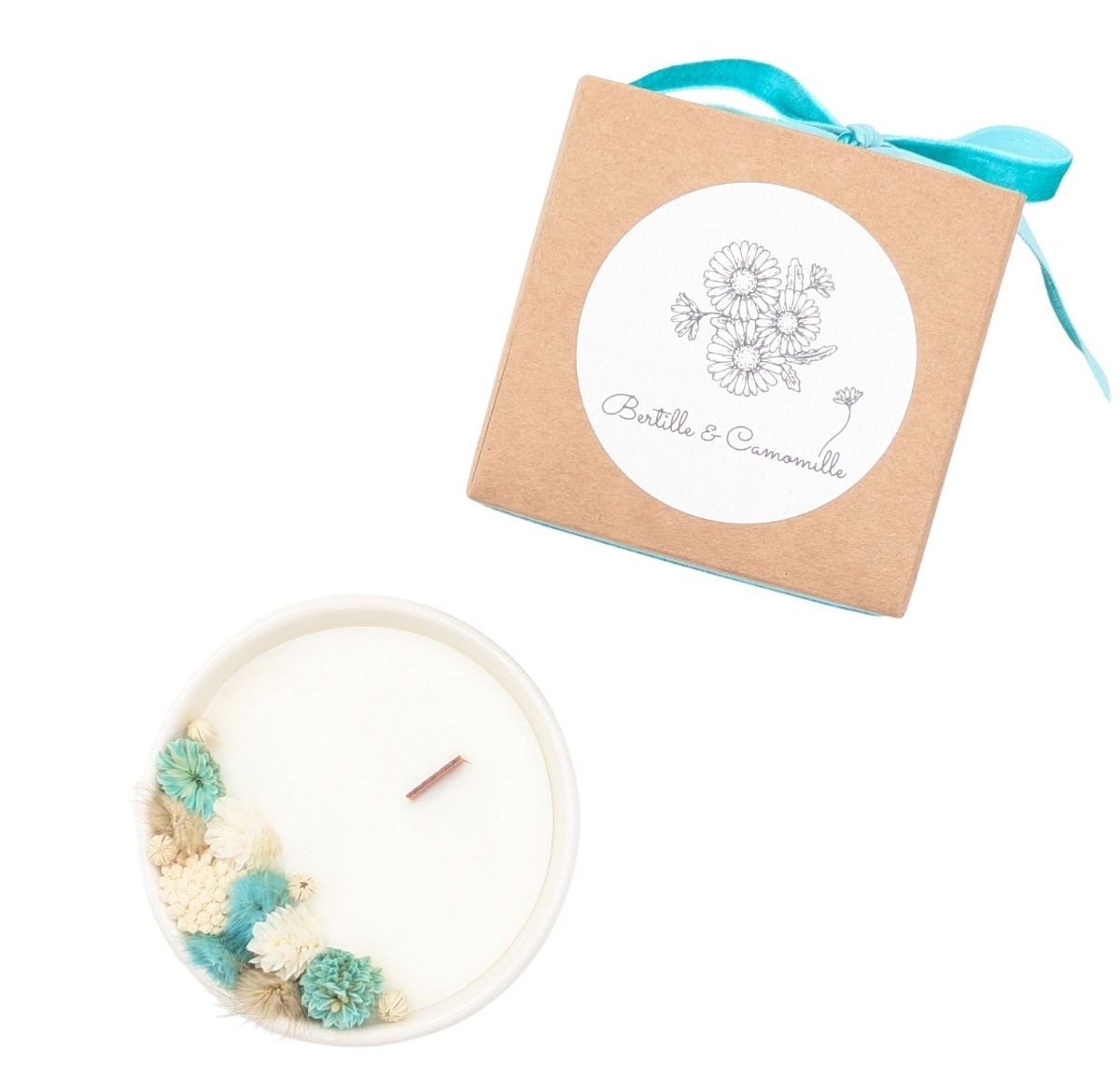 Petite bougie fleurs séchées - Polynésie