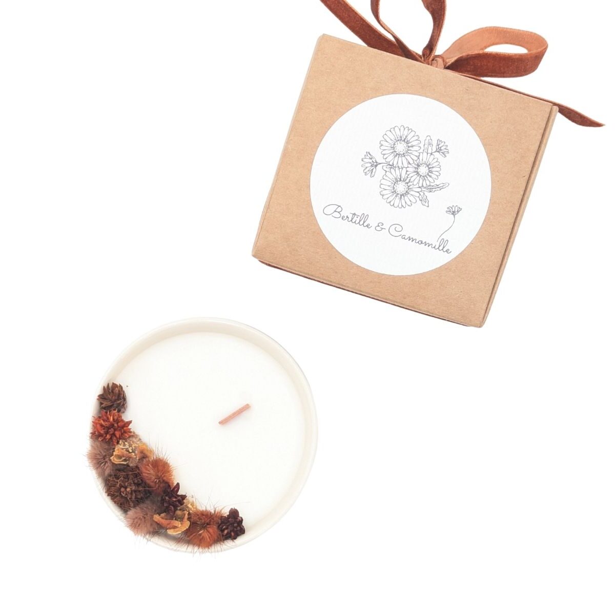 Mini Bougie Fleurs Séchées - Parfumée Tonka