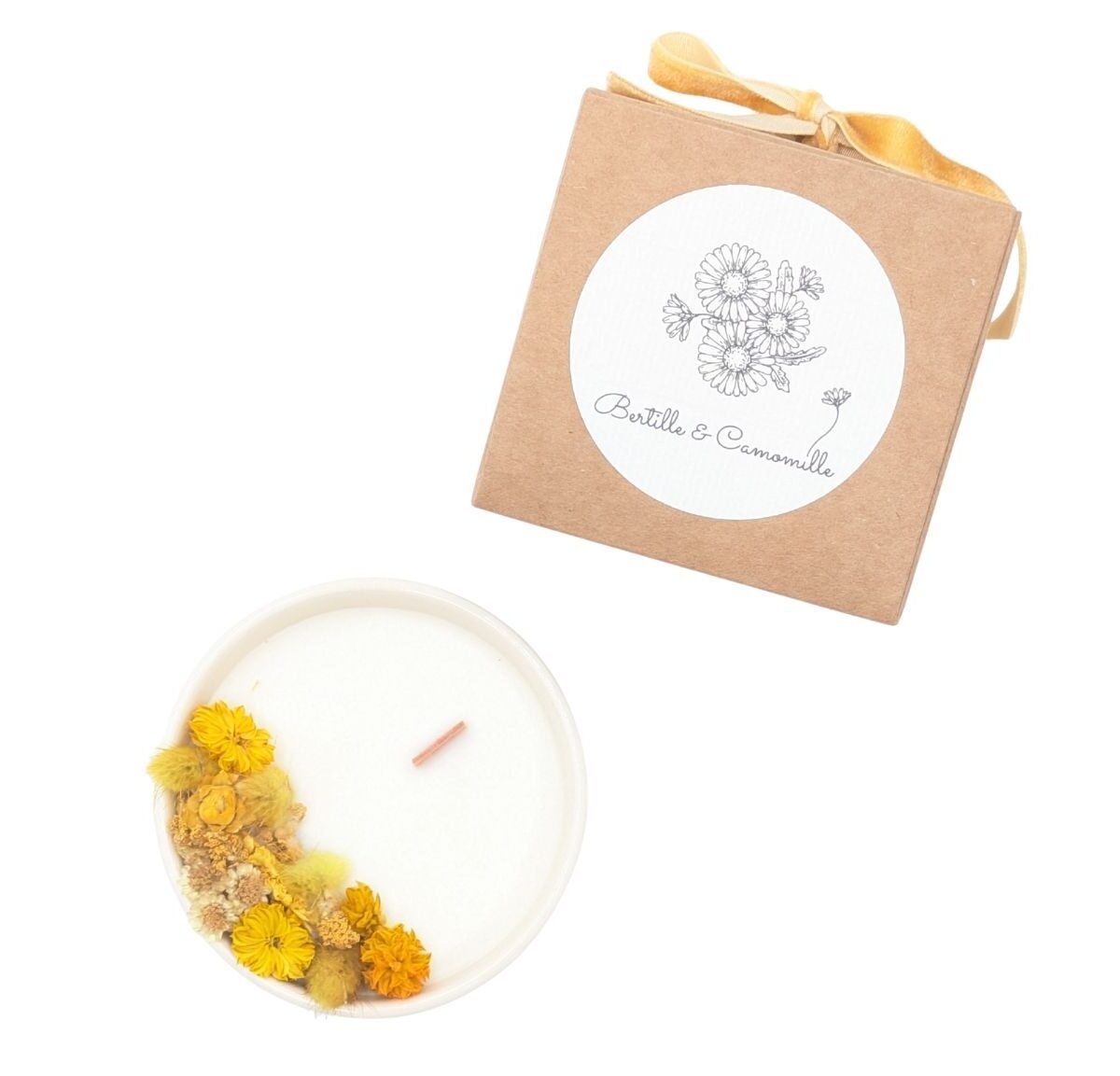 Petite bougie fleurs séchées - Vanille Épicée